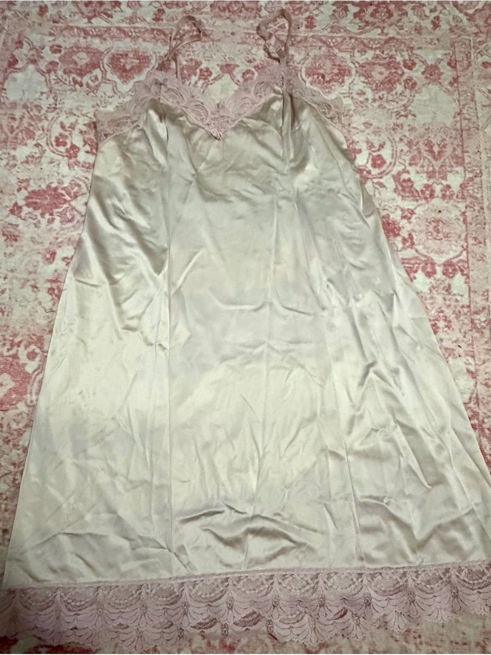 Silky Lace-Trim Slip Dress - Blush Pink